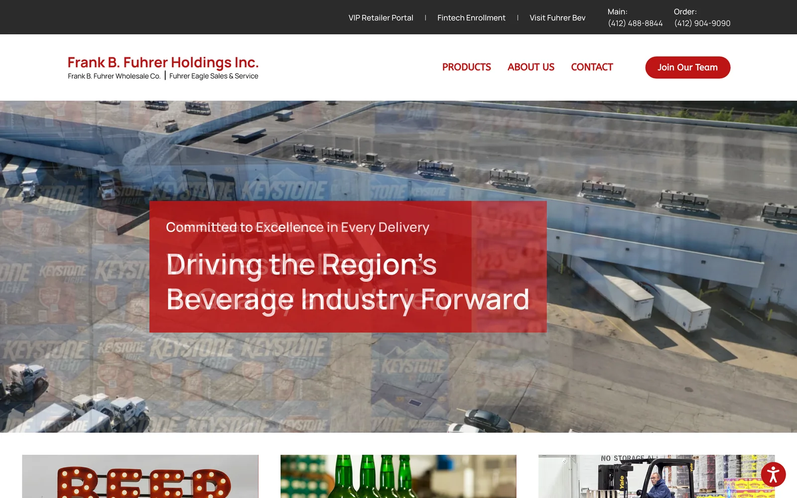 The Frank B. Fuhrer Wholesale website homepage, designed and built by Miles Media