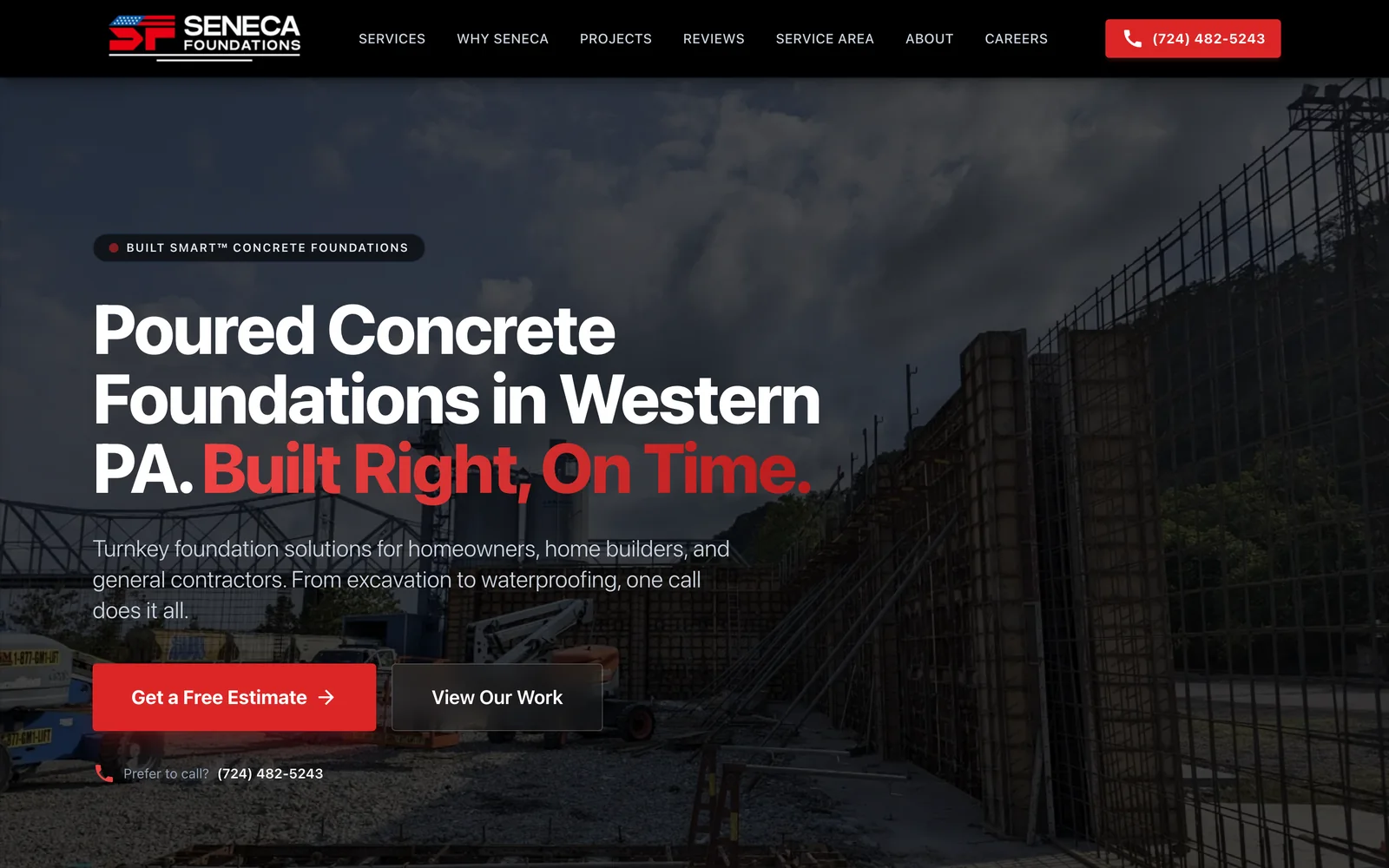The Seneca Foundations website homepage, designed and built by Miles Media